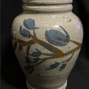 Vintage Dexter Handcrafted Ceramic Vase with Blue Floral Design
